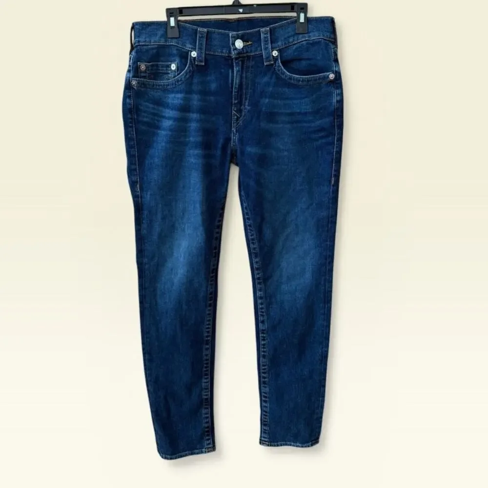 True Religion Rocco Mens Jeans Size 33 Relaxed Skinny Dark Wash Casual